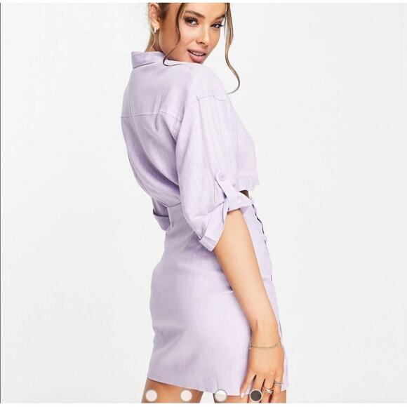 Revolve Bardot Linen Blend Purple Cut Out Dress S/6 NWT - Picture 2 of 6